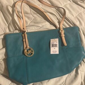 Michael Kors Teal Leather Shoulder Bag